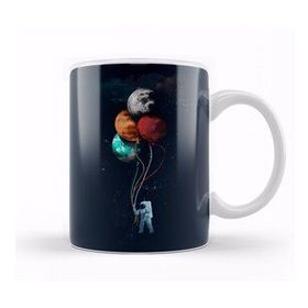 Baskı Dükkanı KB12275 Astronaut Balonlu Porselen Kupa Bardak