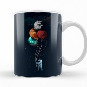 Baskı Dükkanı KB12275 Astronaut Balonlu Porselen Kupa Bardak