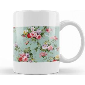 Baskı Dükkanı KB12389 Çiçek Desenli Porselen Kupa Bardak