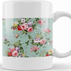 Baskı Dükkanı KB12389 Çiçek Desenli Porselen Kupa Bardak