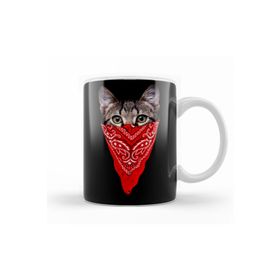 Baskı Dükkanı KB12442 Gangster Cat Kedi Porselen Kupa Bardak