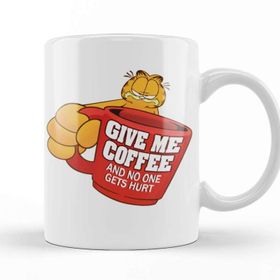Baskı Dükkanı KB12443 Garfield Give Me Coffe Garfield Bana Kahve Ver Porselen Kupa Bardak