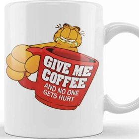 Baskı Dükkanı KB12443 Garfield Give Me Coffe Garfield Bana Kahve Ver Porselen Kupa Bardak