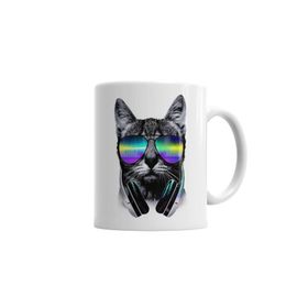 Baskı Dükkanı KB12461 Havalı Dj Cool Kedi Porselen Kupa Bardak