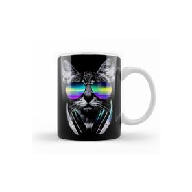 Baskı Dükkanı KB12461 Havalı Dj Cool Kedi Porselen Kupa Bardak