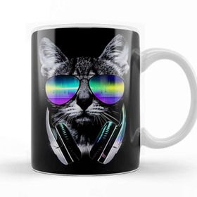Baskı Dükkanı KB12461 Havalı Dj Cool Kedi Porselen Kupa Bardak