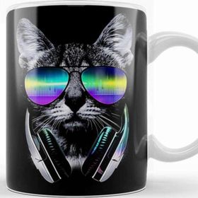 Baskı Dükkanı KB12461 Havalı Dj Cool Kedi Porselen Kupa Bardak