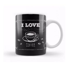 Baskı Dükkanı KB12469 I Love Coffe Siyah Zemin Porselen Kupa Bardak