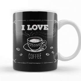 Baskı Dükkanı KB12469 I Love Coffe Siyah Zemin Porselen Kupa Bardak