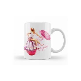 Baskı Dükkanı KB12472 Ice Cream Umbrella Pinup Bow Porselen Kupa Bardak