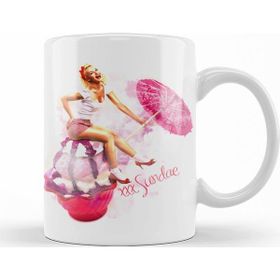 Baskı Dükkanı KB12472 Ice Cream Umbrella Pinup Bow Porselen Kupa Bardak