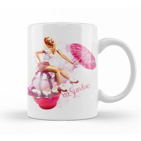 Baskı Dükkanı KB12472 Ice Cream Umbrella Pinup Bow Porselen Kupa Bardak