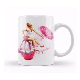 Baskı Dükkanı KB12472 Ice Cream Umbrella Pinup Bow Porselen Kupa Bardak