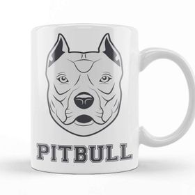 Baskı Dükkanı KB12565 Pug Köpek Pit Bull Face Pitbull Aşıklar Porselen Kupa Bardak