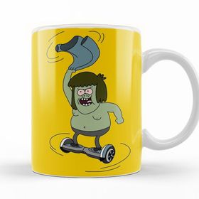 Baskı Dükkanı KB12593 Regular Show Muscle Man Spinning On A Hoverboard Porselen Kupa Bardak