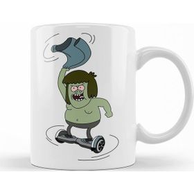 Baskı Dükkanı KB12594 Regular Show Muscle Man Spinning On A Hoverboard Porselen Kupa Bardak
