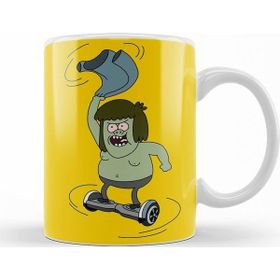 Baskı Dükkanı KB12594 Regular Show Muscle Man Spinning On A Hoverboard Porselen Kupa Bardak
