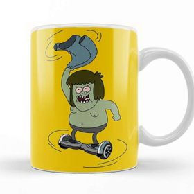 Baskı Dükkanı KB12594 Regular Show Muscle Man Spinning On A Hoverboard Porselen Kupa Bardak