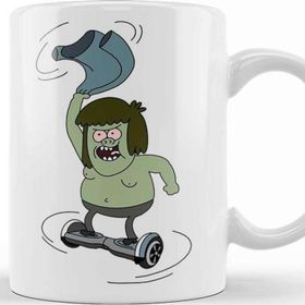 Baskı Dükkanı KB12594 Regular Show Muscle Man Spinning On A Hoverboard Porselen Kupa Bardak