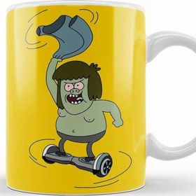 Baskı Dükkanı KB12594 Regular Show Muscle Man Spinning On A Hoverboard Porselen Kupa Bardak