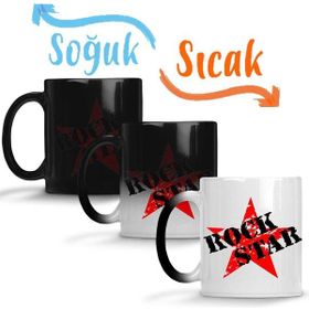 Baskı Dükkanı KB12603 Rock Star Kırmızı Yıldız Porselen Kupa Bardak