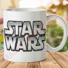 Baskı Dükkanı KB12636 Star Wars Logo Beyaz Zemin Porselen Kupa Bardak