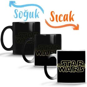 Baskı Dükkanı KB12637 Star Wars Logo Siyah Zemin Porselen Kupa Bardak