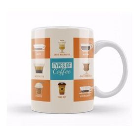 Baskı Dükkanı KB12757 Types Of Coffee Porselen Kupa Bardak
