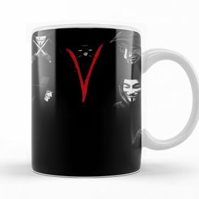 Baskı Dükkanı KB12765 V For Vendetta Blood In V Porselen Kupa Bardak