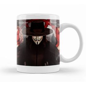Baskı Dükkanı KB12767 V For Vendetta Freedom Forever Porselen Kupa Bardak