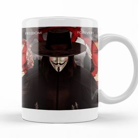Baskı Dükkanı KB12767 V For Vendetta Freedom Forever Porselen Kupa Bardak