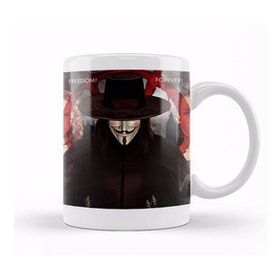 Baskı Dükkanı KB12767 V For Vendetta Freedom Forever Porselen Kupa Bardak