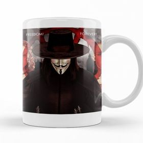 Baskı Dükkanı KB12767 V For Vendetta Freedom Forever Porselen Kupa Bardak