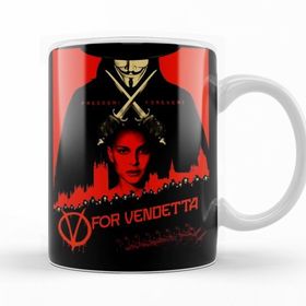 Baskı Dükkanı KB12768 V For Vendetta Freedom Porselen Kupa Bardak