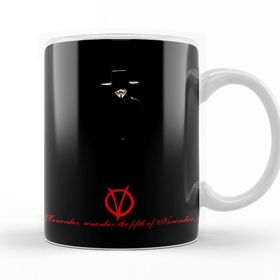 Baskı Dükkanı KB12771 V For Vendetta Remember Porselen Kupa Bardak