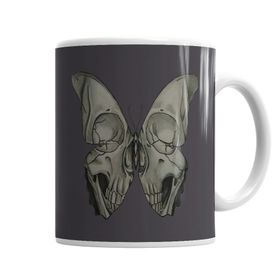 Baskı Dükkanı KB1322 Borboleta Skull Porselen Kupa Bardak