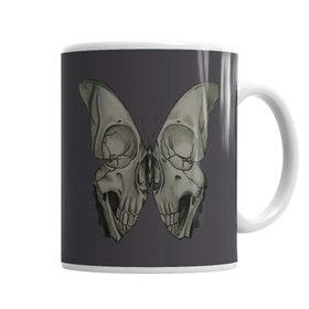 Baskı Dükkanı KB1322 Borboleta Skull Porselen Kupa Bardak
