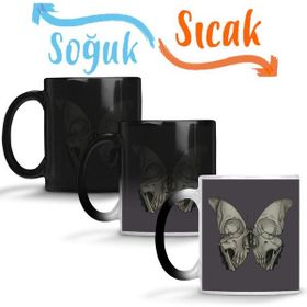 Baskı Dükkanı KB1322 Borboleta Skull Porselen Kupa Bardak