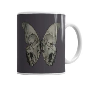 Baskı Dükkanı KB1322 Borboleta Skull Porselen Kupa Bardak