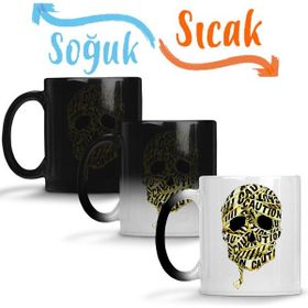 Baskı Dükkanı KB1435 Caution Skull Porselen Kupa Bardak