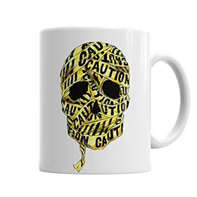Baskı Dükkanı KB1435 Caution Skull Porselen Kupa Bardak