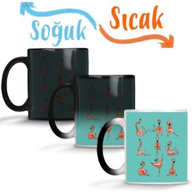 Baskı Dükkanı KB1531 Flamingo Yoga Porselen Kupa Bardak