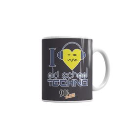 Baskı Dükkanı KB1654 I Love Techno Porselen Kupa Bardak