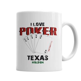 Baskı Dükkanı KB1657 I Love Poker Porselen Kupa Bardak