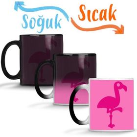 Baskı Dükkanı KB1709 Pembe Yavru Flamingo Porselen Kupa Bardak