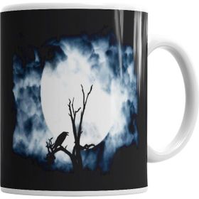 Baskı Dükkanı KB1730 Night Crow Porselen Kupa Bardak