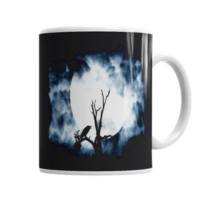 Baskı Dükkanı KB1730 Night Crow Porselen Kupa Bardak
