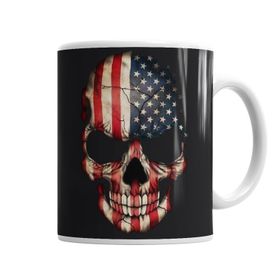 Baskı Dükkanı KB1820 Skull Usa Porselen Kupa Bardak