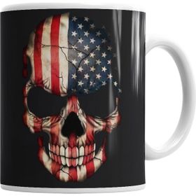Baskı Dükkanı KB1820 Skull Usa Porselen Kupa Bardak
