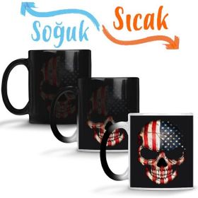 Baskı Dükkanı KB1820 Skull Usa Porselen Kupa Bardak
